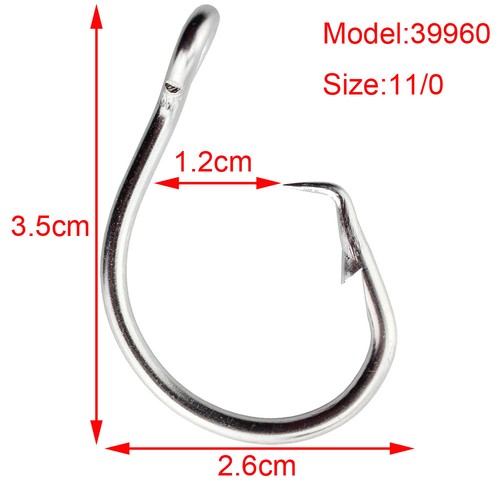 30pc 39960 11/0 Tuna Circle Fishing Hook Stainless Steel Big Game Saltwater Hook - Picture 2 of 7