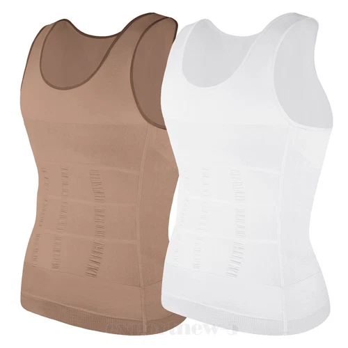Herren Abnehmen Body Shaper Weste Gürtel Bauch Brust Kompression T-Shirt Tank Top - Bild 38 von 49