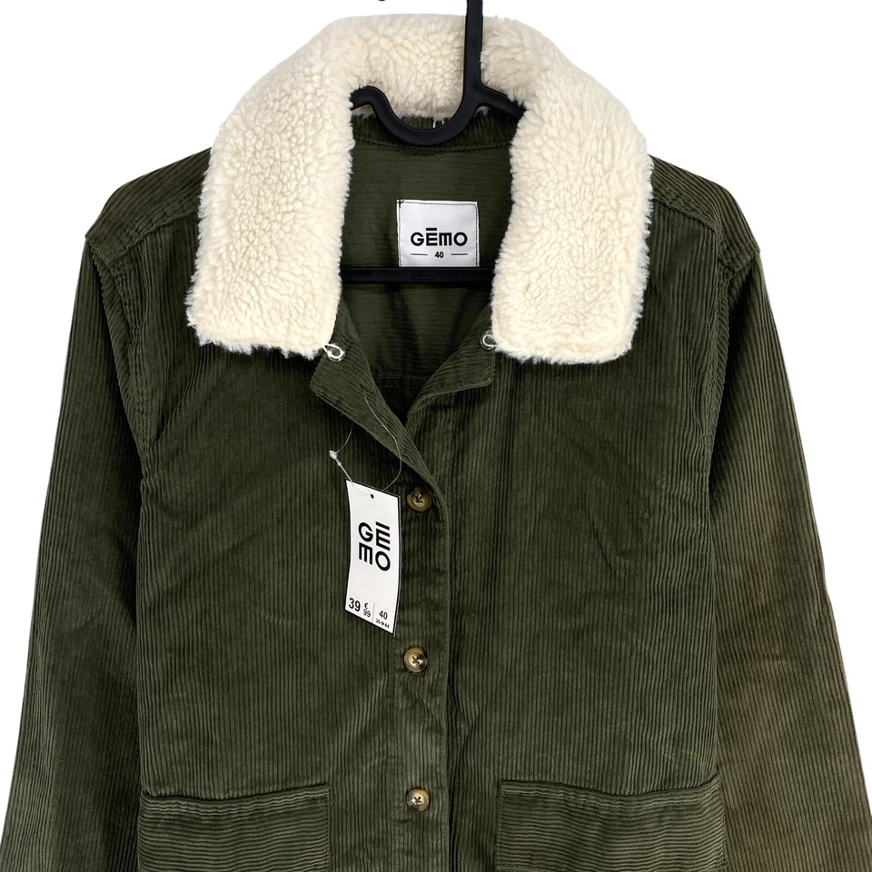 Veste En Velours Côtelé En Coton Vert Foncé Pour Femmes Taille EU 40 UK 12 US 10 - Photo 2/4