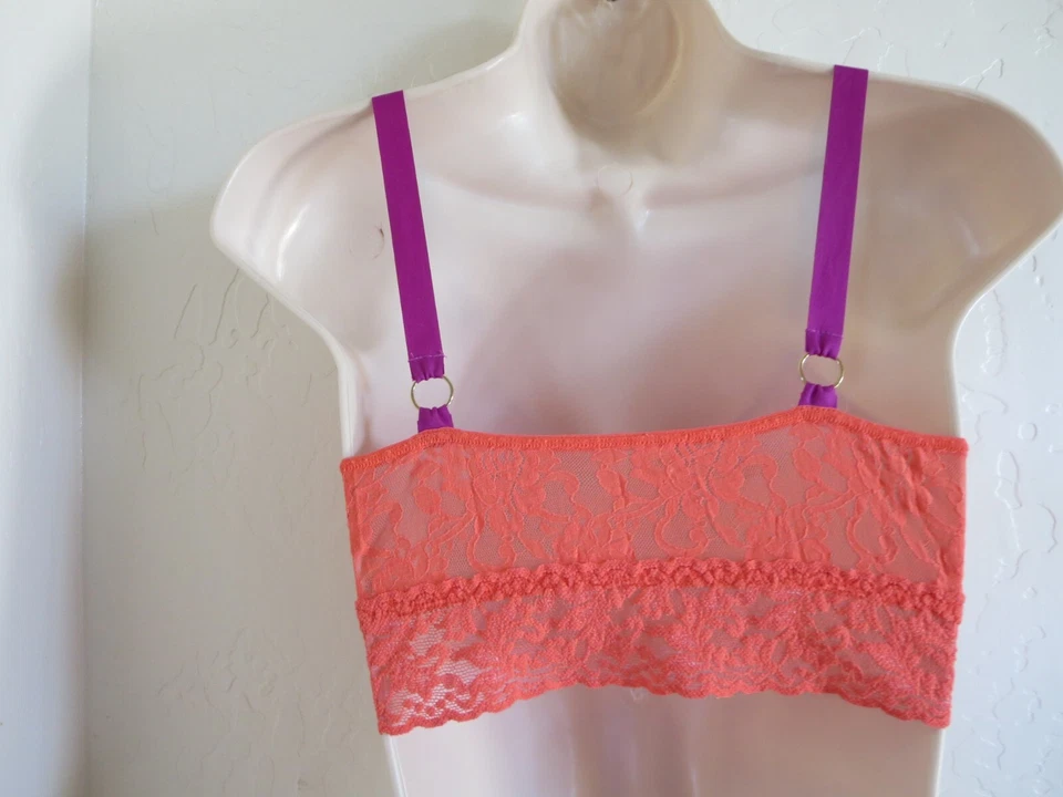 Bralette de encaje Hanky Panky Signature, #487992, XS, CORAL/NARANJA, NUEVO SIN ETIQUETAS Foto 3 de 3