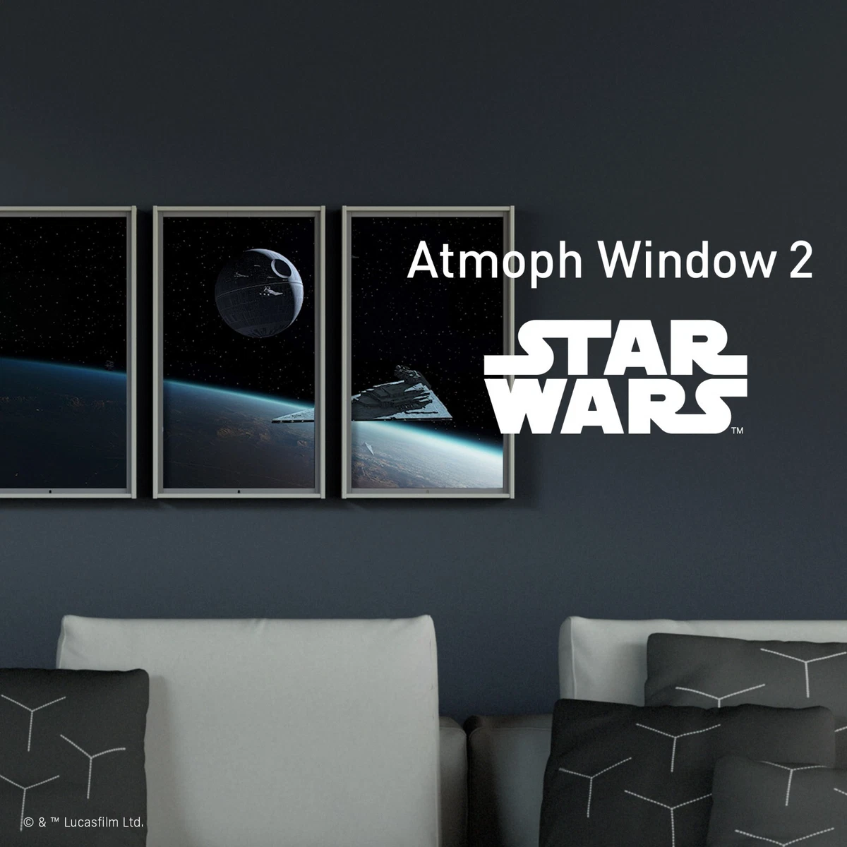 Atmoph Window 2 Star Wars Matte Ship Gray Frame Smart Display
