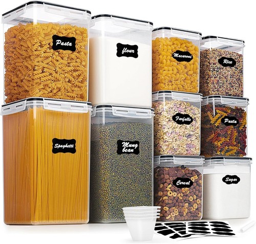 10 PCS Flour and Sugar Storage Container, Large Airtight Food Black