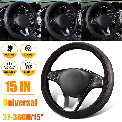PU Leather Car Steering Wheel Cover Good Grip Auto Car Accessories 15"/37-38CM - Bild 11 von 22