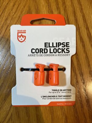 GEAR AID Replacement Ellipse Cord Locks, Blaze Orange, 1 Pair Fast & Easy Repair