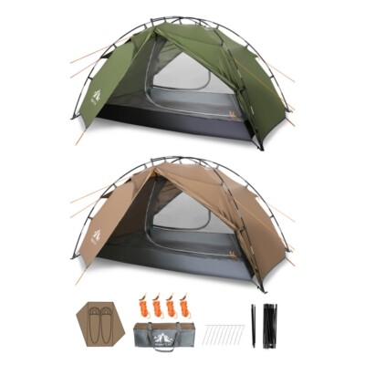 Night Cat Backpacking Camping Tent - with Foldable Pole Double Layers Two Doors