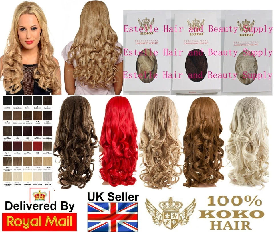 KOKO EVA LOOSE CURL NATURAL LOOK WAVY HAIR 3/4 HALF HEAD WIG 24" Various Colours