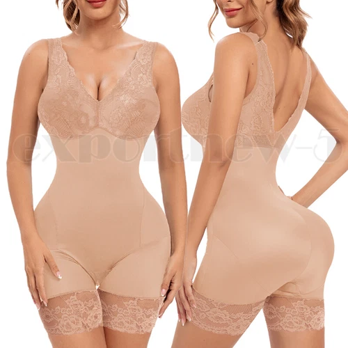 Mujeres Sexy Encaje Cuello Body Modelador de Cintura Entrenador Barriga Control Body Prendas con Forma - Imagen 15 de 24