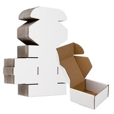 50 Pack 4x4x2 Inches Small Shipping Boxes White Corrugated Cardboard Boxes Mo...
