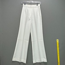 VTG 70s Bell Bottom Pants Flare Trouser Polyester Sears 24" Waist Solid White