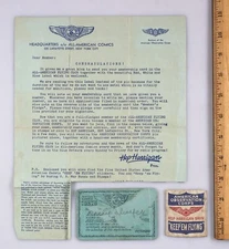 Vintage Hop Harrigan American Observation Corps Letter Membership Card & Patch