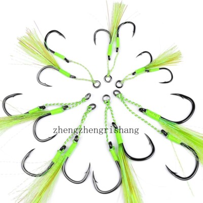 5 Pair Double Assist Hooks Carbon Steel Jig Hook Big Game Saltwater Fishing Hook