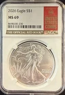 2026 American Silver Eagle ASE 1oz SILVER EAGLE MS69 RED BOOK LABEL STUNNING !
