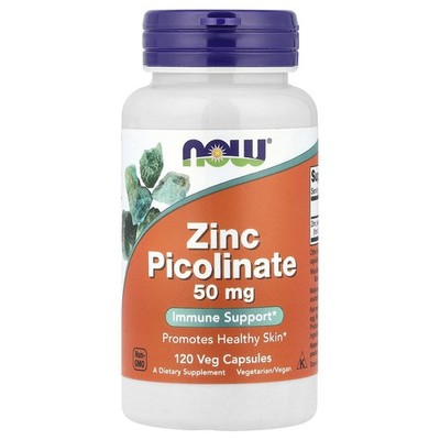 Now Foods Zinc Picolinate 50 mg 120 Veg Capsules GMP Quality Assured, Kosher,