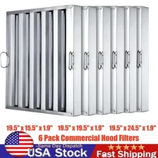 Pack of 6 Hood Filters 430 Stainless Steel 5 Grooves Commercial Hood Filters