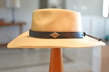 Vtg Rustic Harness Leather Brownw/Concho Western Hat Band Hand Made