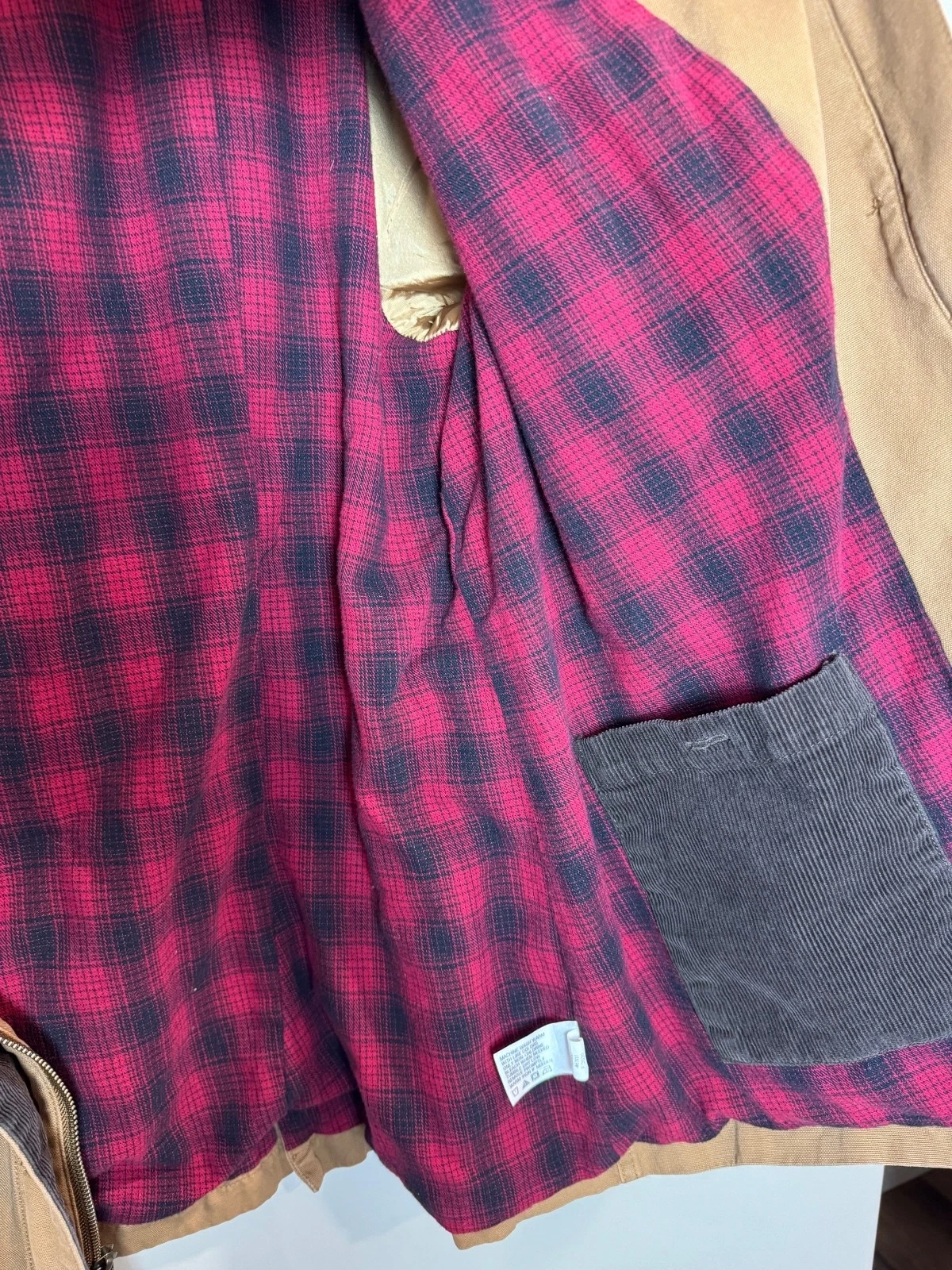 ORVIS Flannel Lined Saddle Brown Corduroy Trim Barn Jacket LARGE WORKWEAR - product detail image 6