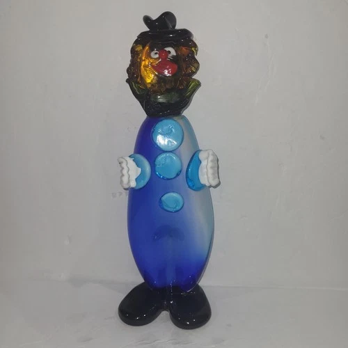Vintage Murano(?) Glass Clown Figurine  Statue 12".