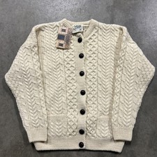 Vintage Carraig Donn Ivory Wool Knit Button Front Cardigan Sweater Womens S