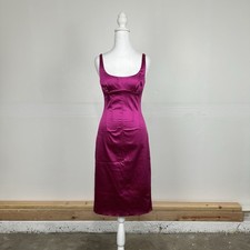 Vintage D&G Dolce & Gabbana Satin Corset Dress PinkFuchsia Midi 90s Y2K Italy 40