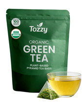 100 Count Organic Green Tea Bags  USDA Organic  Plant-Based Pyramid Bags