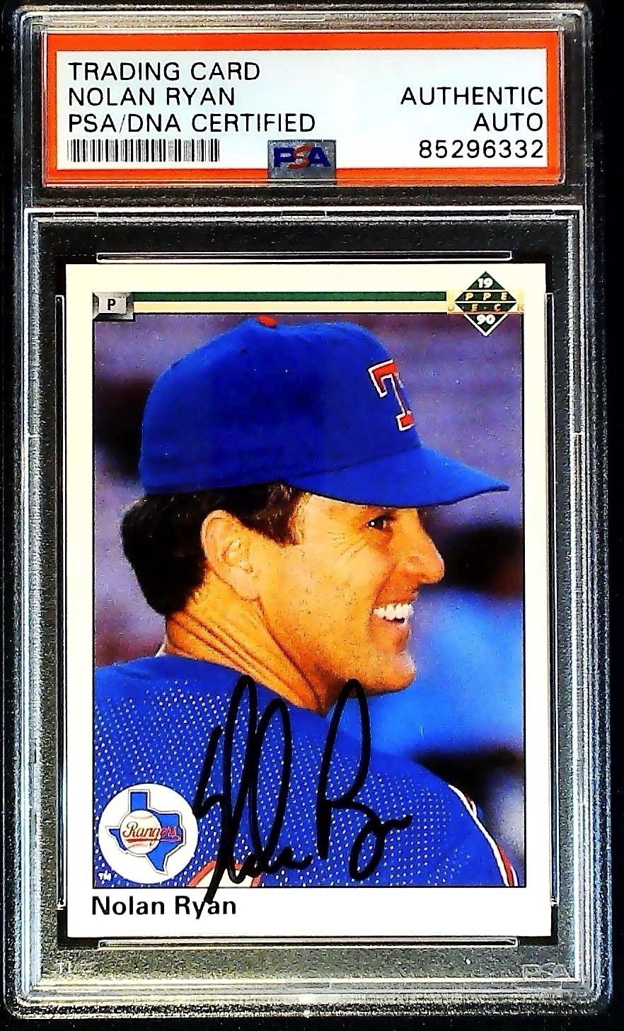 NOLAN RYAN ON CARD AUTO PSA DNA CERTIFIED 1990 UPPER DECK