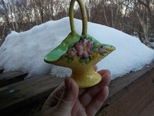 Rare Vintage Carlton Ware Australian Yellow Basket With Handle & Footed (A/C15)