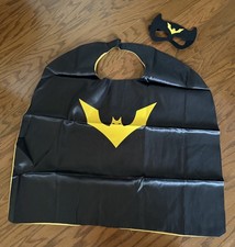 Bat Boy Cape  Mask Kids Costume Super Hero Batman Black Yellow NEW 