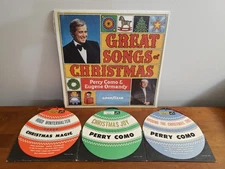 SEALED Perry Como Great Songs of Christmas LP + 3 1950s Vinyl 45 RPM Holiday EPs