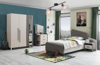 Grau Kinderzimmer Set Kinderbett Nachttisch Kommode Kleiderschrank Modern