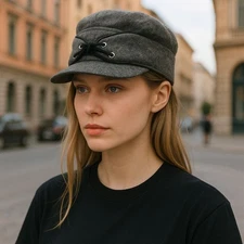 Wyoming Traders Trapper Hat 100% Virgin Wool Gray Quilted Lining Size Small EUC