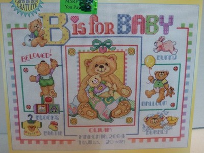 JanLynn  B is for Baby Cross Stitch Kit Birth Announcement 2004