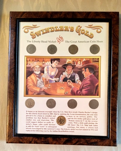 Vintage Swindler's Gold Liberty Head 5c Nickel Coin Hoax Collection ~ 9 COINS