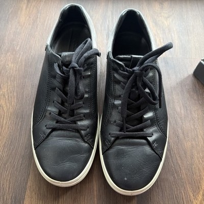 Mens Ecco Black Leather/White Sole Sneakers. Size 43 Great Condition