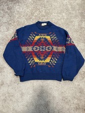 Pendleton Aztec Vintage High Grade Western Wear Wool Sweater Large made in USA