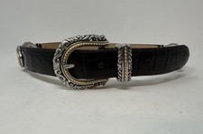 Brighton Brown Embossed Leather Belt with Brass Buckle — listing 4