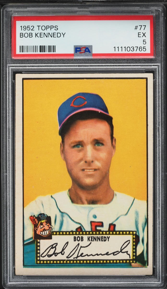 1952 Topps BB Card # 77 Bob Kennedy Cleveland Indians PSA 5 EX