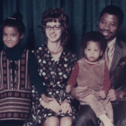 Vtg 1973 Family Portrait Photo Interracial Parents Biracial Children Multiracial