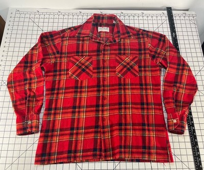 Vintage 70s Fruit of the Loom Flannel Men s M Plaid Lumberjack Hunting Shirt