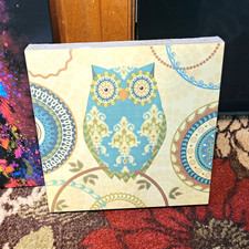 Multicolor Owl Art Print, Horizontal Wall Dé...