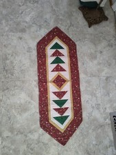 Pieced Quilted Handmade Table Runner Holiday Christmas Red Birds Reversible 58"