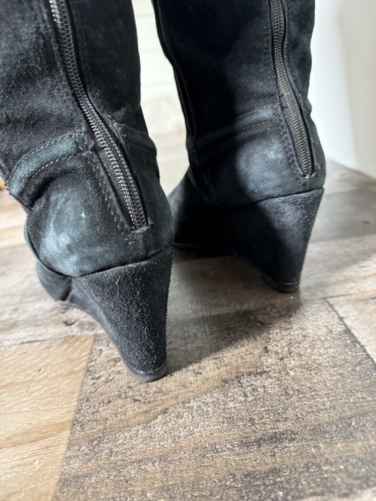 Tory Burch Black Suede Wedge Knee-High Boots | Size 10.5 thumbnail 4