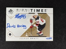 Jesper Bratt 2018-19 UD SP Authentic Sign of the Times Inscribed Devils Auto /50