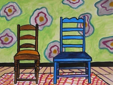 ORIGINAL Two Chairs Room WATERCOLOR Painting JMW art John Williams Impressionism