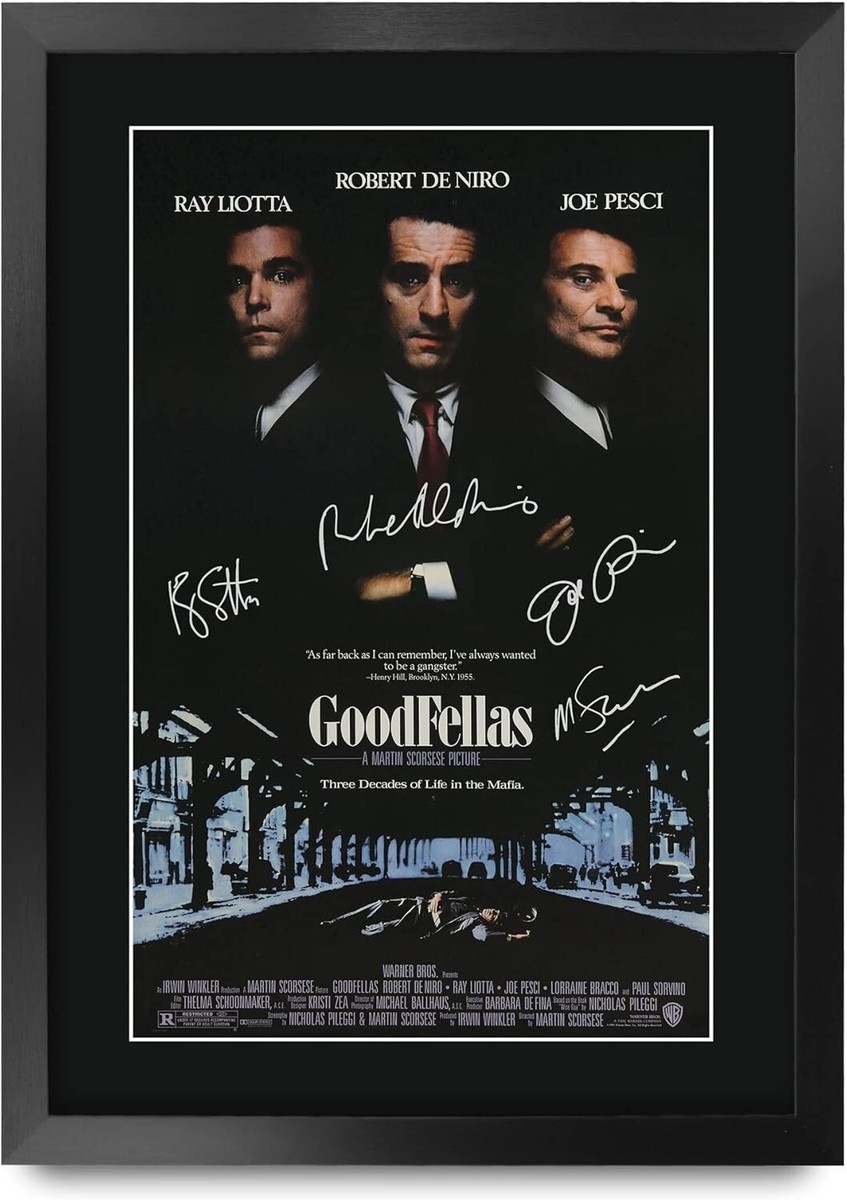 Goodfellas Movie Poster The Cast Signed 16 x 12 inch Framed Gift