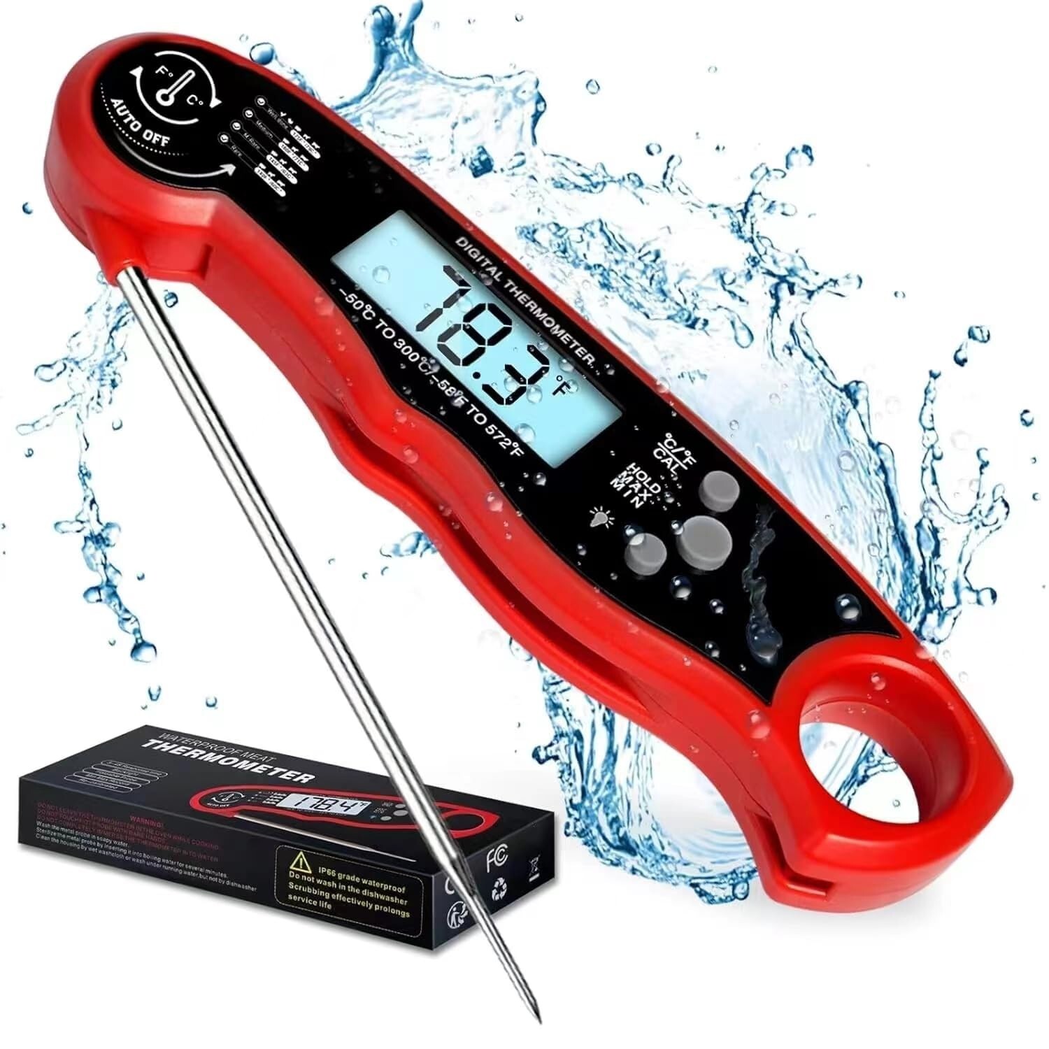 Meat Thermometer Digital for Cooking and Grilling, Collapsible Probe, with Ma...-image