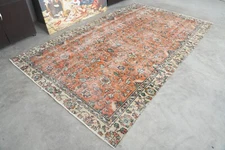 5x9 rug, antique turkish vintage oushak rug, hand-knotted wool carpet rug,1425