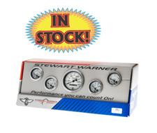 Stewart Warner 82226 - Classic Wings White Face 5 Gauge Mechanical Speedo Kit