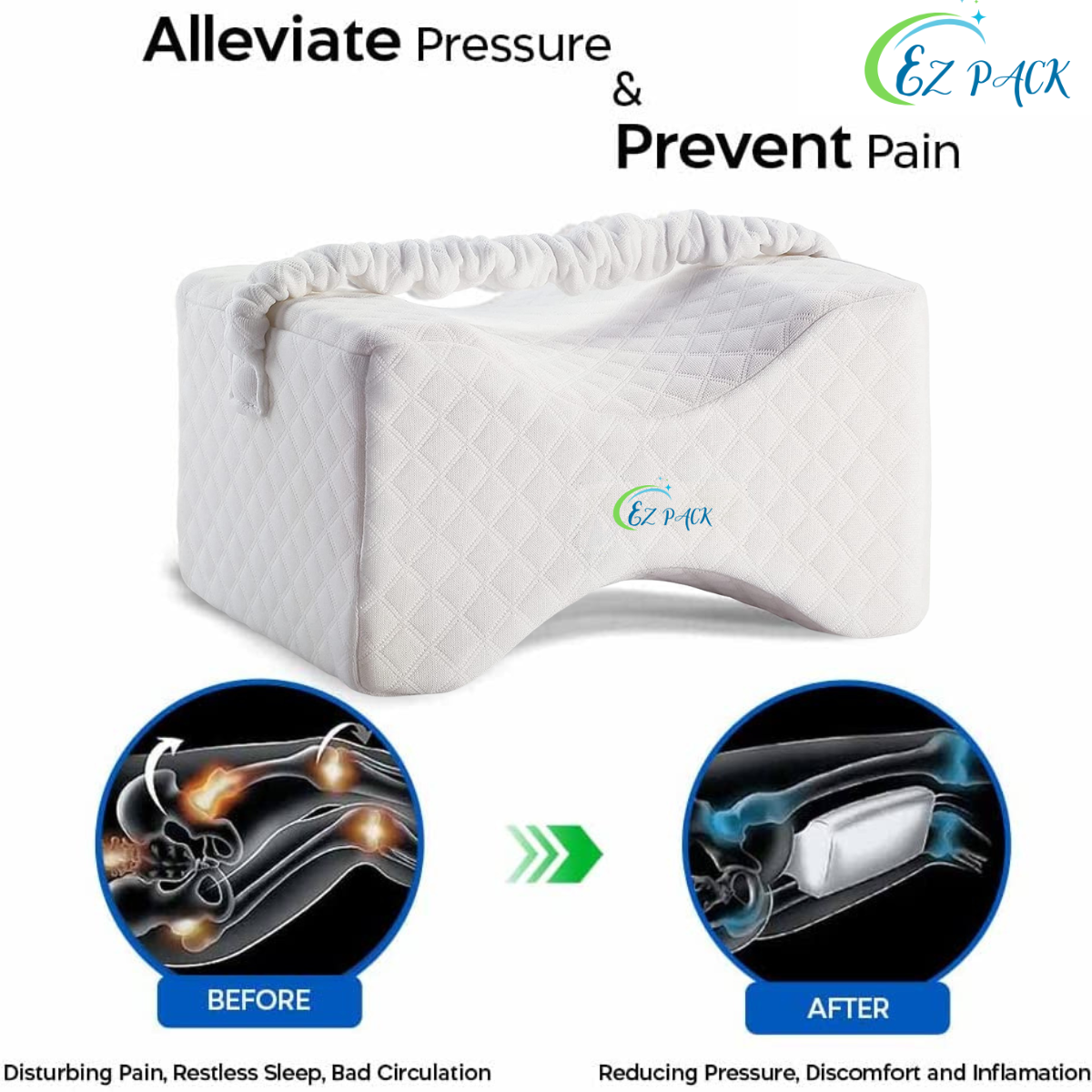 MEMORY FOAM CONTOUR LEG PILLOW Orthopaedic Pillow Back Hips Knee