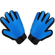 Pets First DE Shedding Grooming Gloves for Dogs Cats Soft Bristle Adjustable