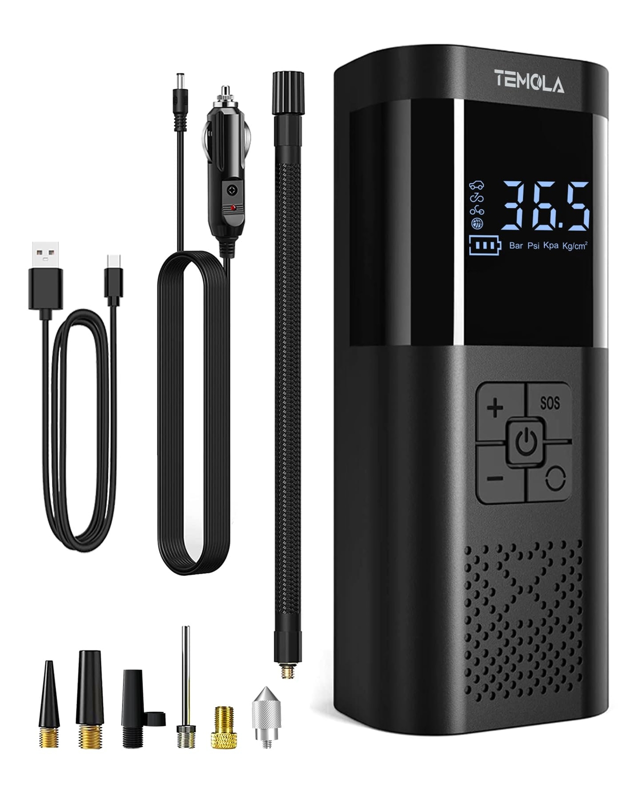 TEMOLA 150PSI Portable Air Compressor for Car Tires Bike Motorcycle Inflator Pump